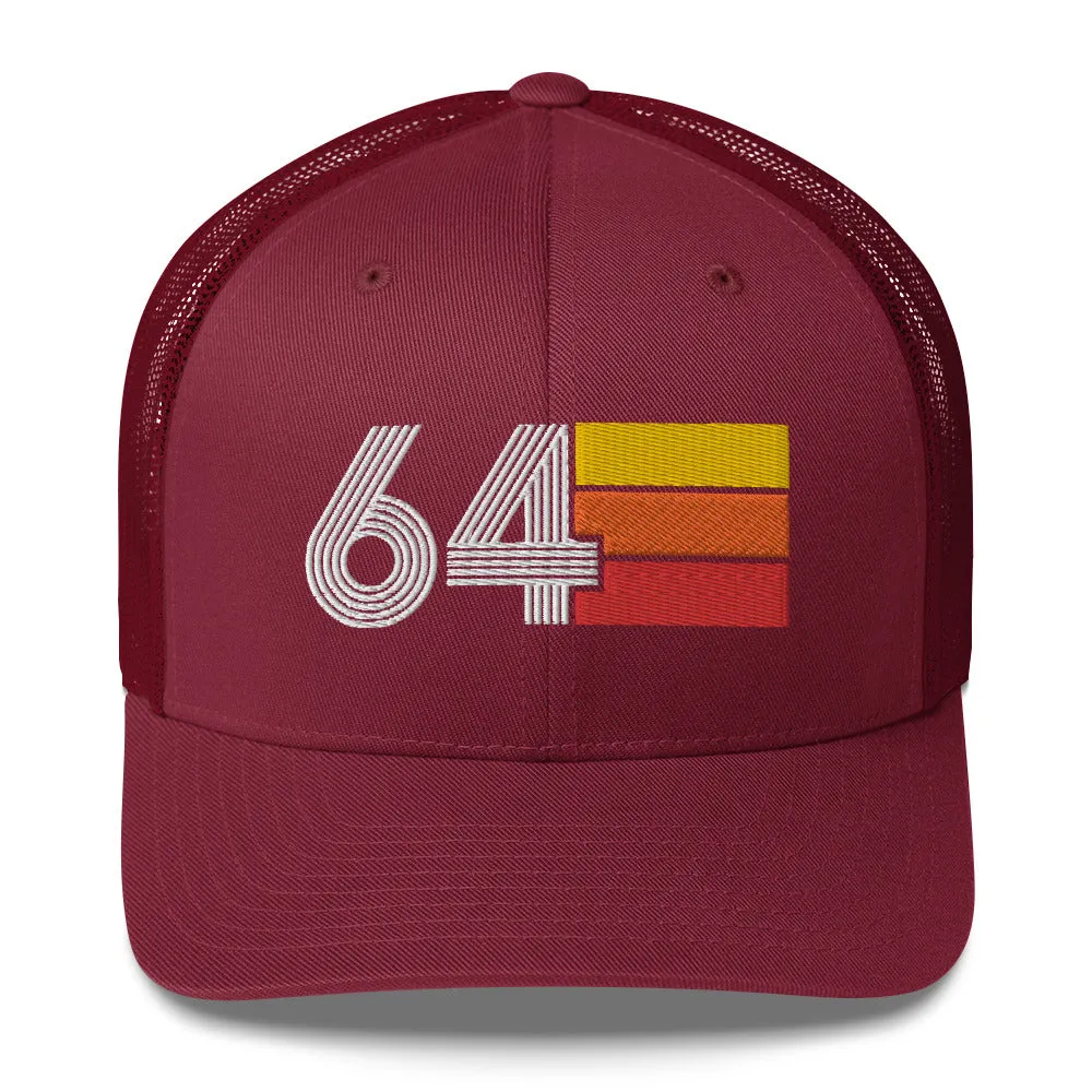 64 Number 1964 Birthday Retro Trucker Hat