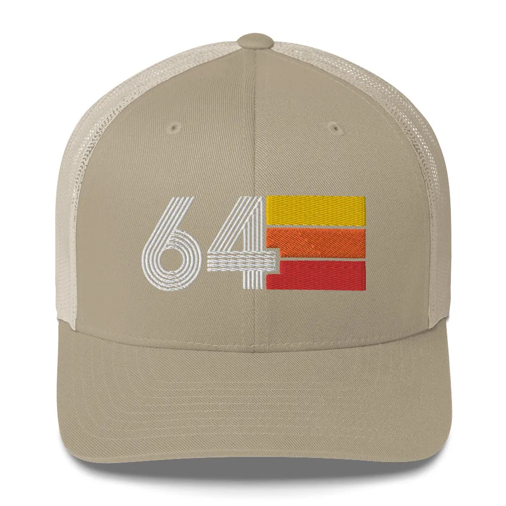 64 Number 1964 Birthday Retro Trucker Hat