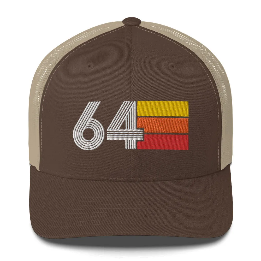 64 Number 1964 Birthday Retro Trucker Hat