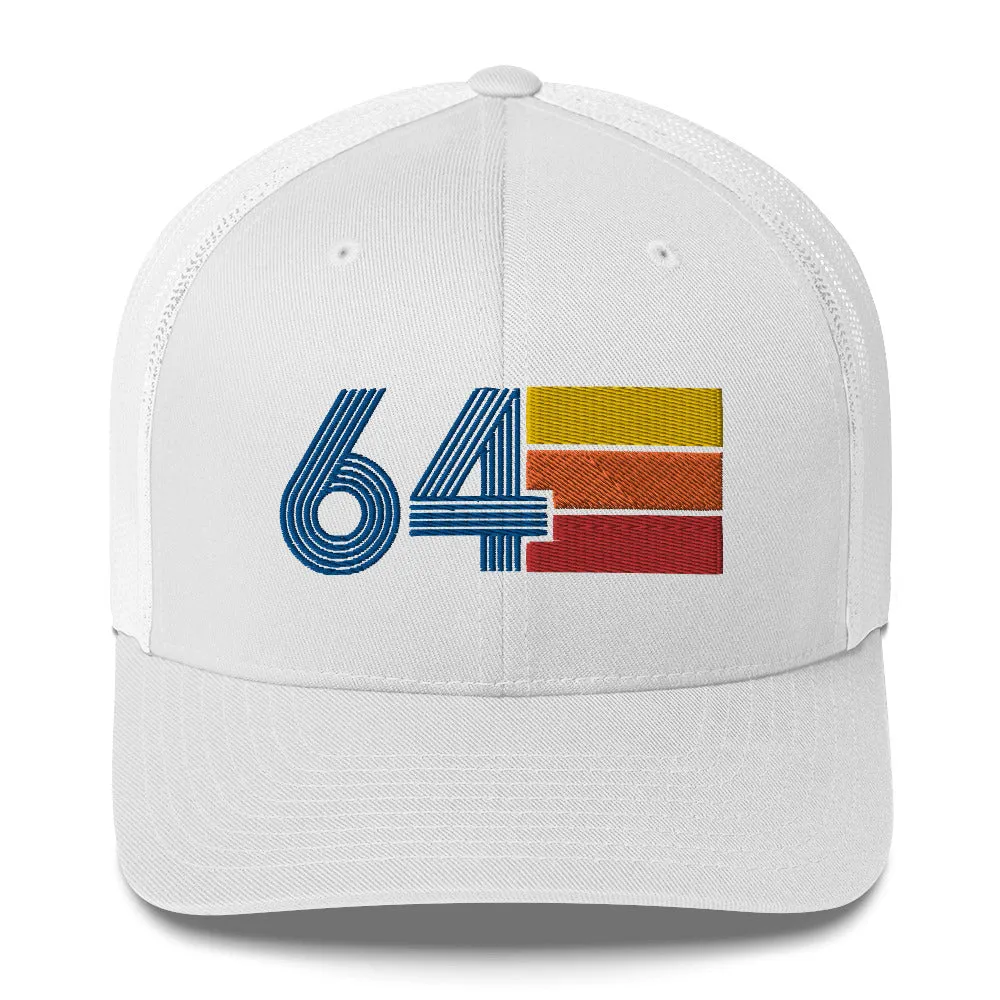 64 Number 1964 Birthday Retro Trucker Hat