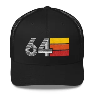 64 Number 1964 Birthday Retro Trucker Hat
