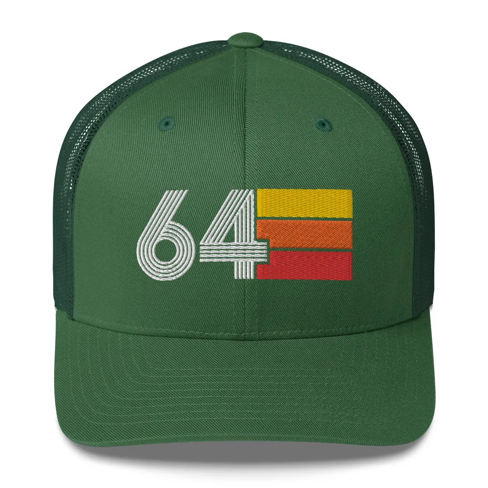 64 Number 1964 Birthday Retro Trucker Hat