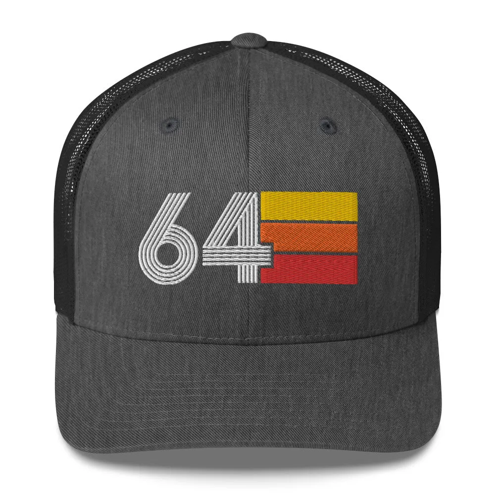 64 Number 1964 Birthday Retro Trucker Hat