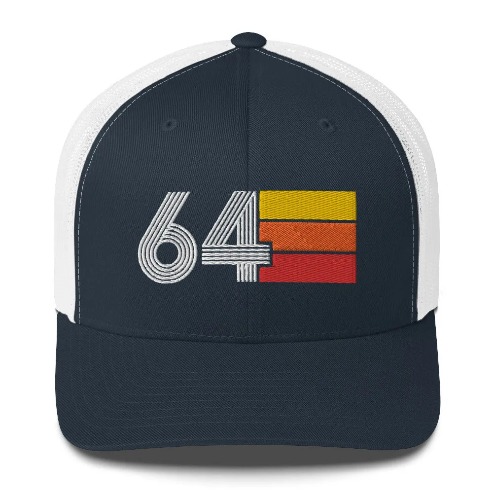 64 Number 1964 Birthday Retro Trucker Hat