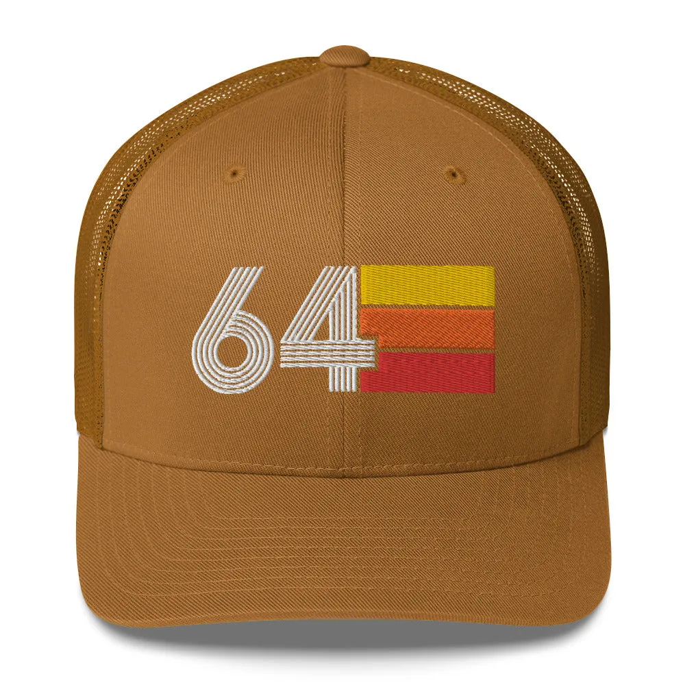 64 Number 1964 Birthday Retro Trucker Hat