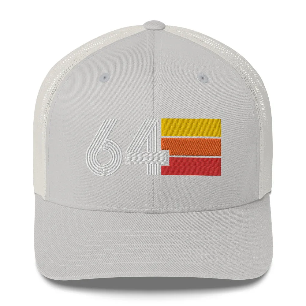 64 Number 1964 Birthday Retro Trucker Hat