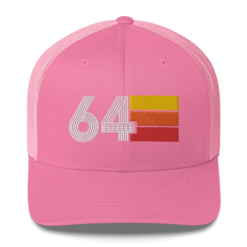64 Number 1964 Birthday Retro Trucker Hat