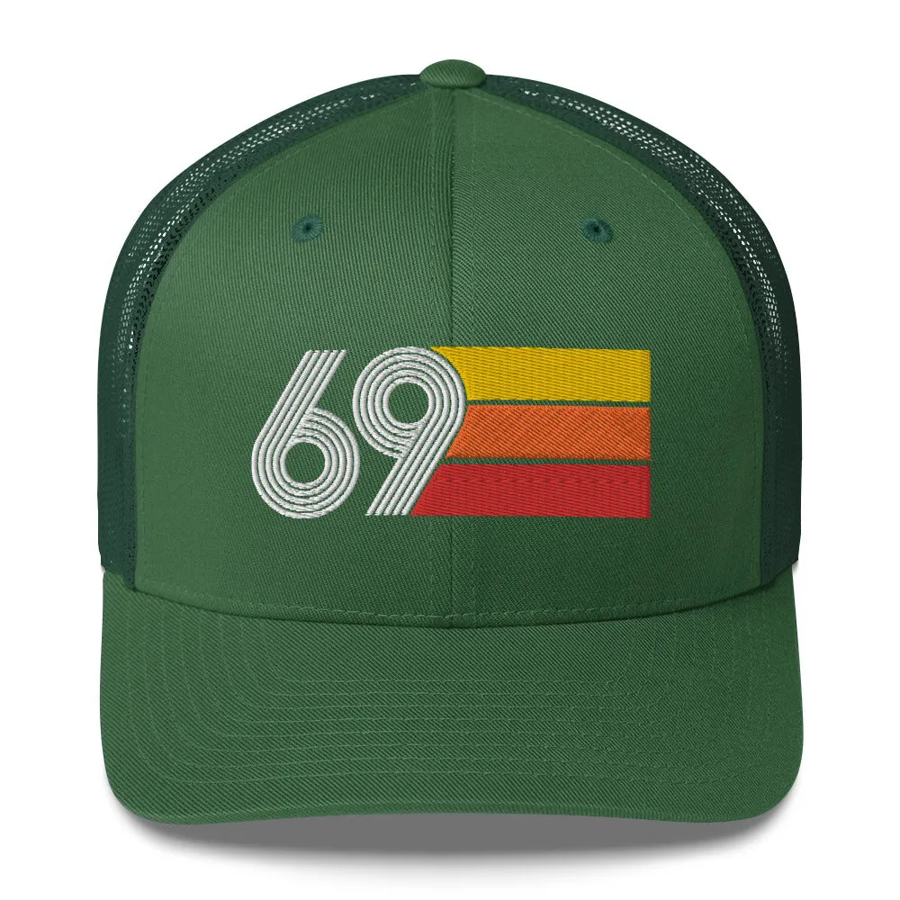69 Number 1969 Birthday Retro Trucker Hat