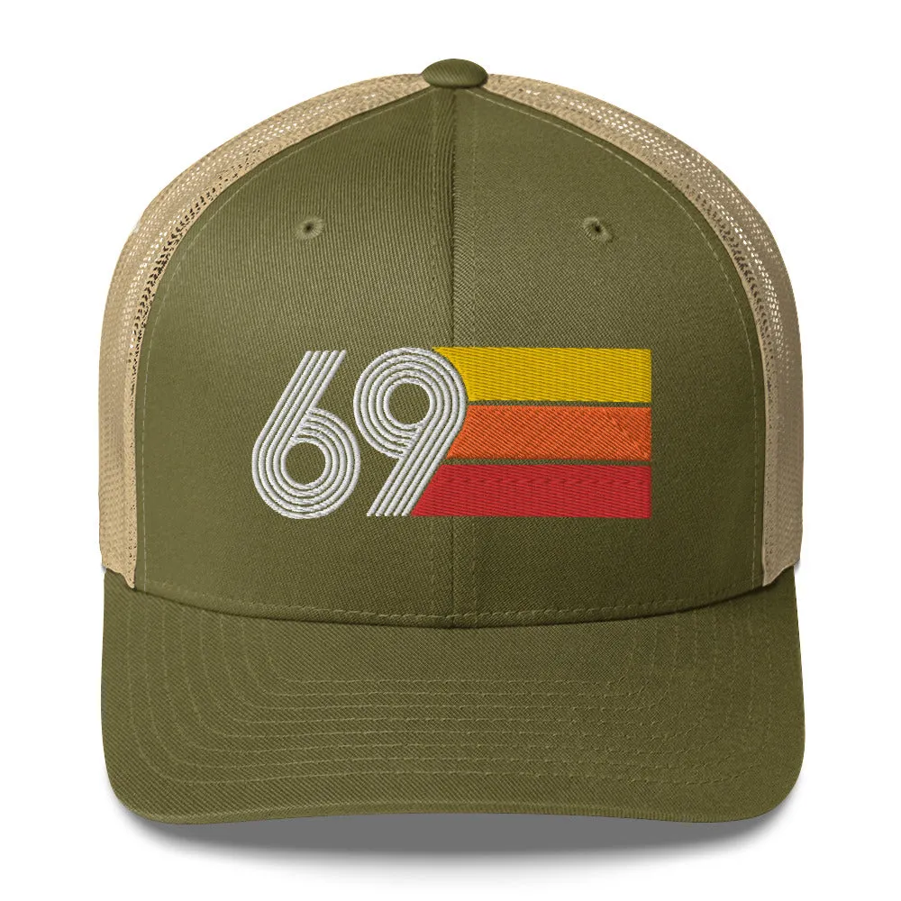 69 Number 1969 Birthday Retro Trucker Hat