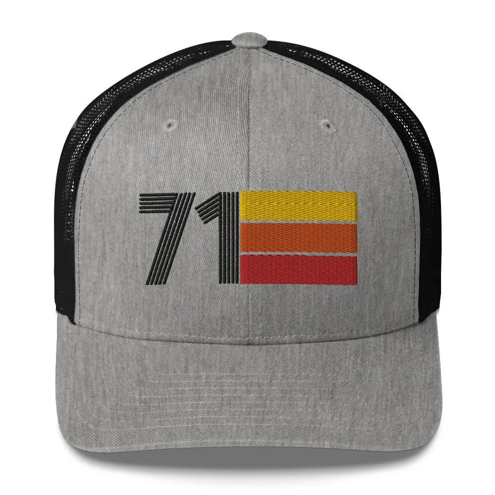 71 Number 1971 Birthday Retro Trucker Hat