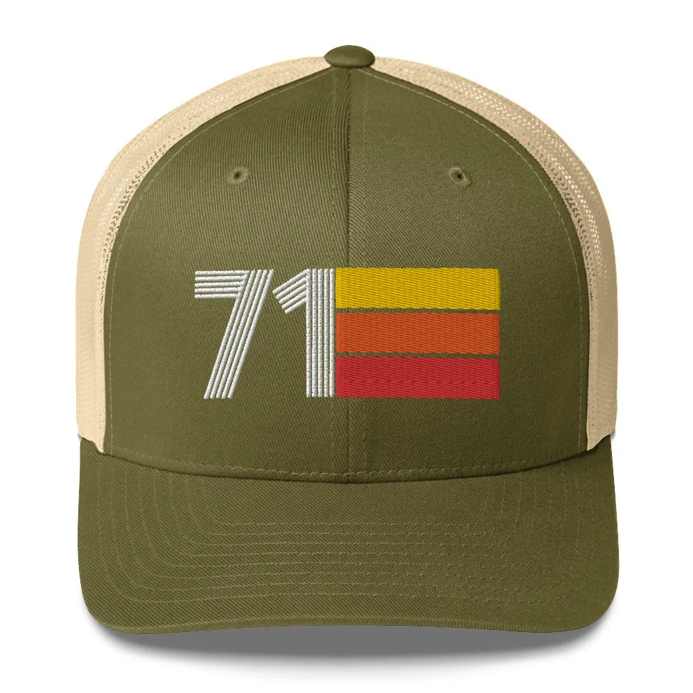 71 Number 1971 Birthday Retro Trucker Hat