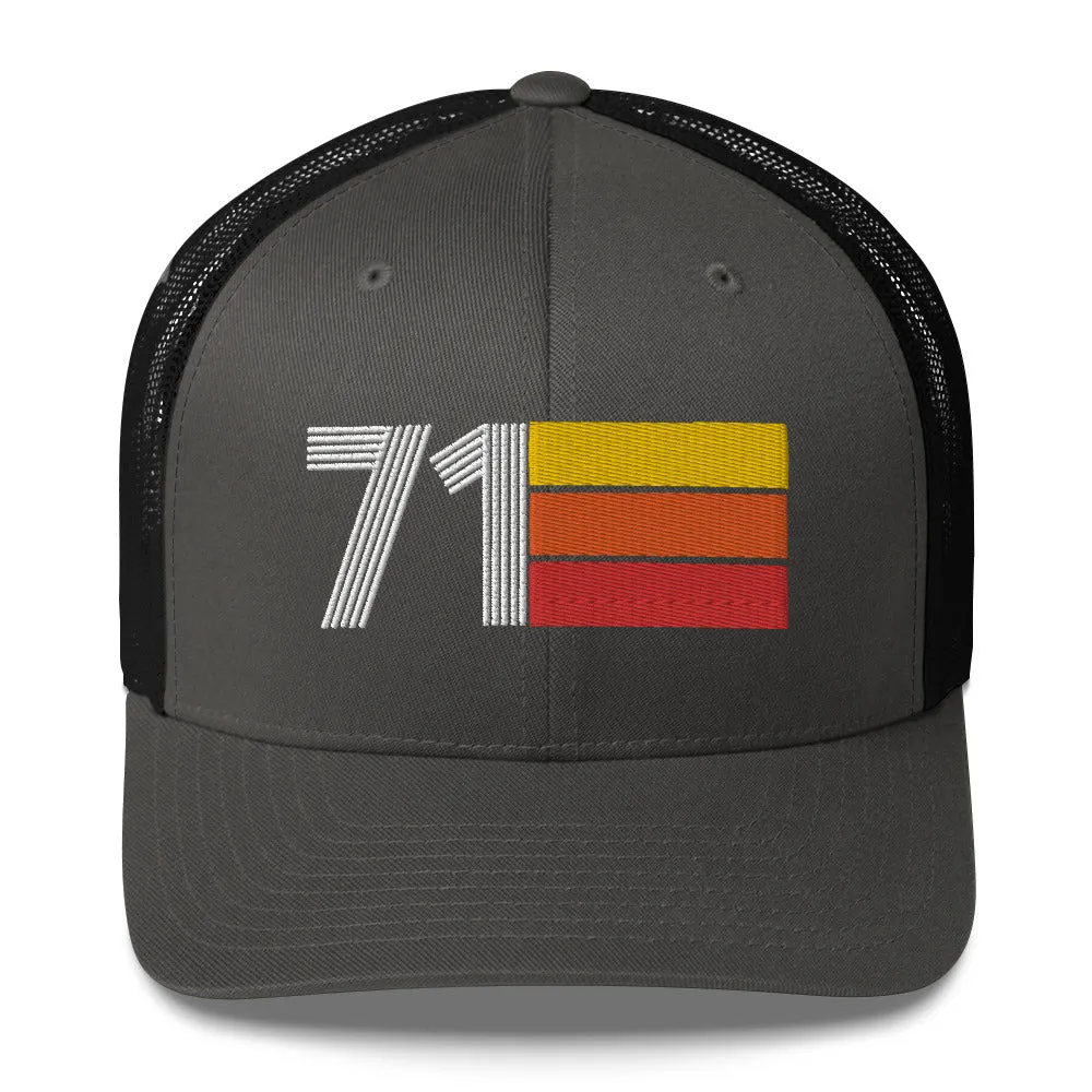 71 Number 1971 Birthday Retro Trucker Hat