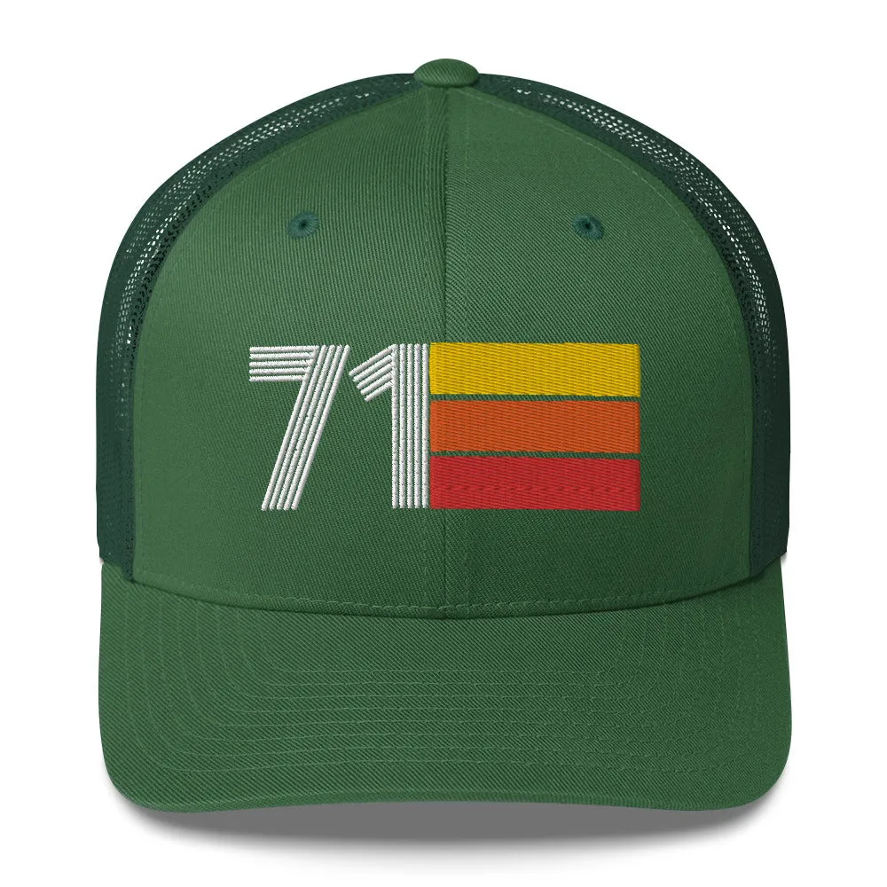 71 Number 1971 Birthday Retro Trucker Hat