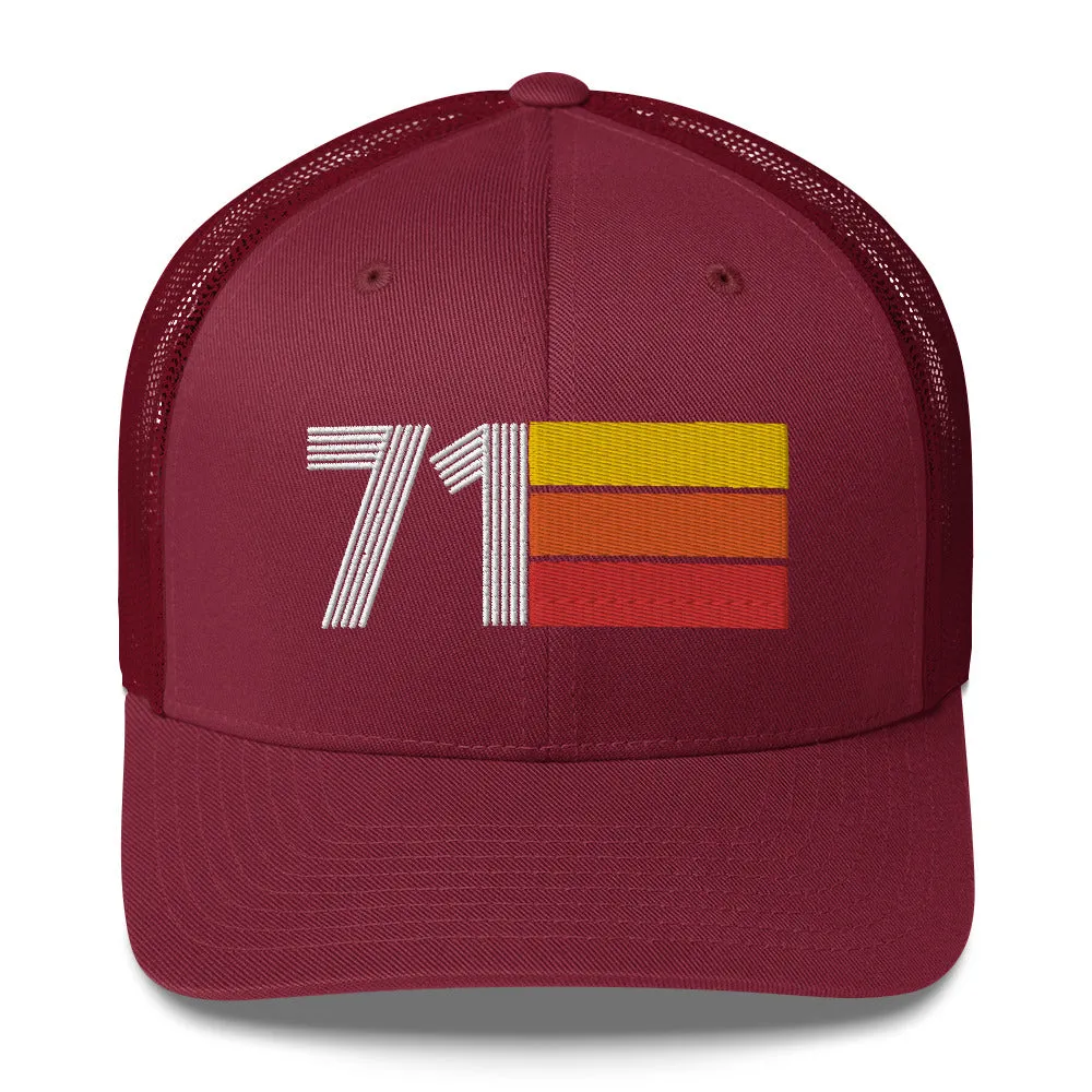71 Number 1971 Birthday Retro Trucker Hat