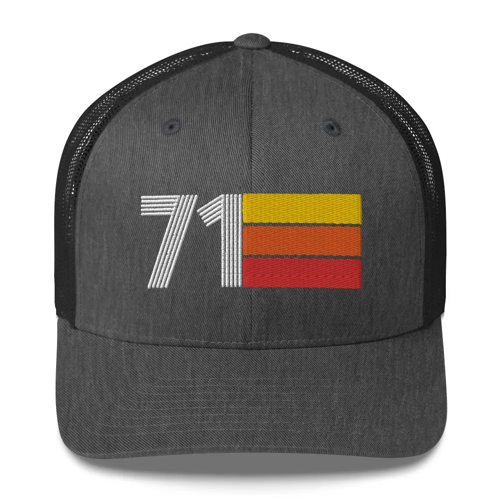 71 Number 1971 Birthday Retro Trucker Hat