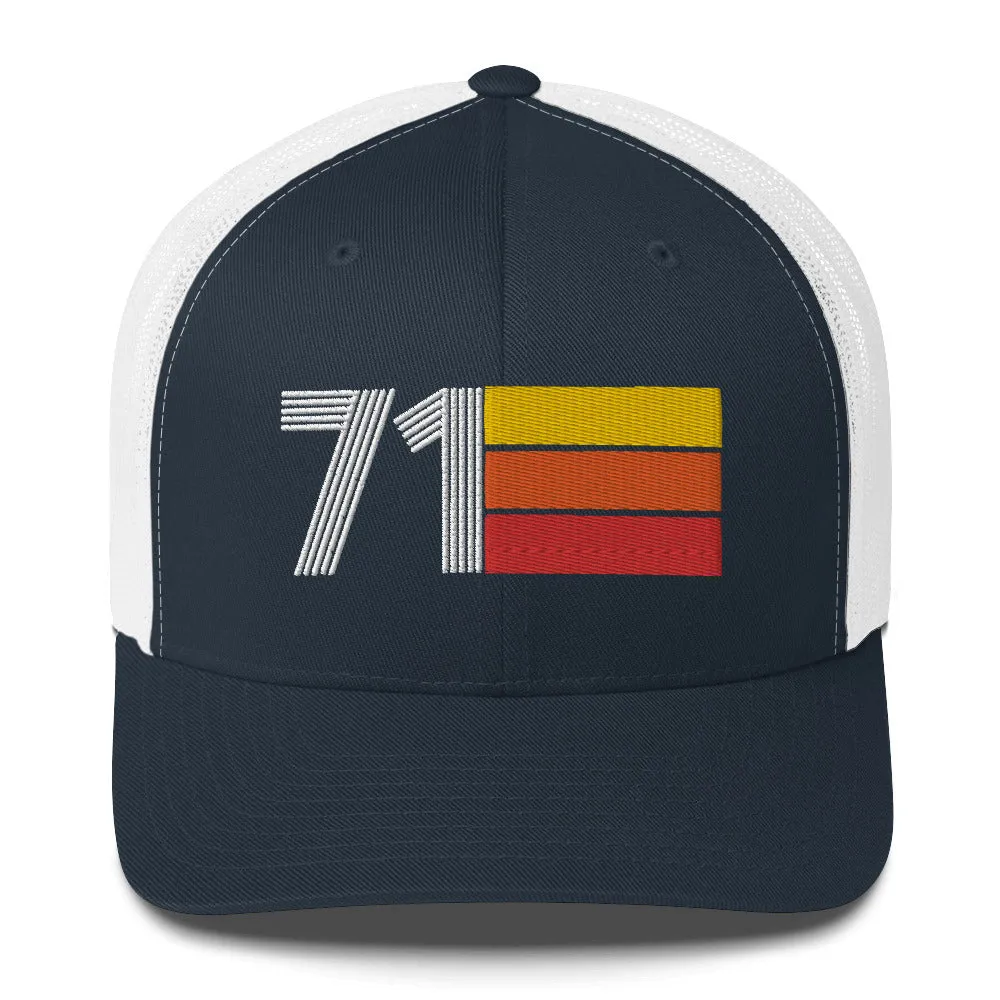 71 Number 1971 Birthday Retro Trucker Hat