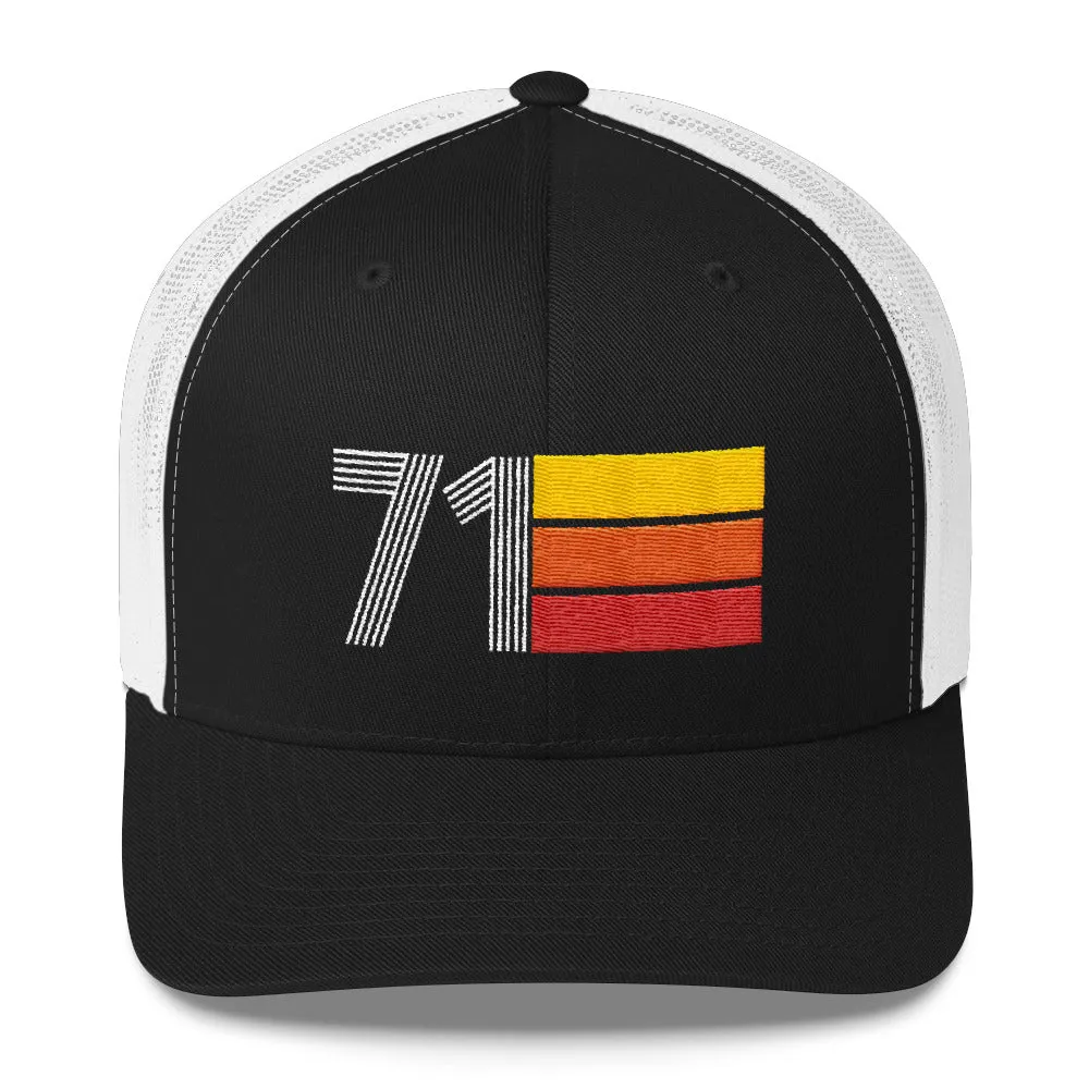 71 Number 1971 Birthday Retro Trucker Hat