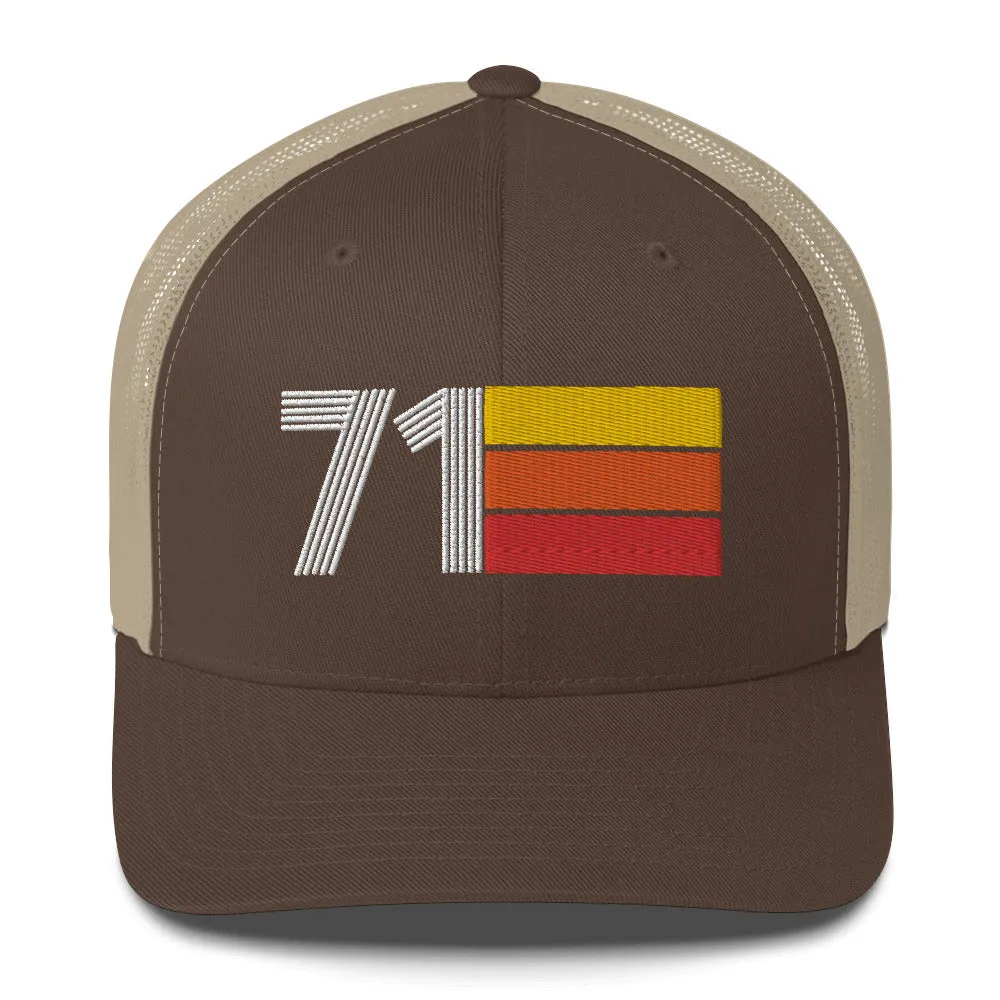 71 Number 1971 Birthday Retro Trucker Hat