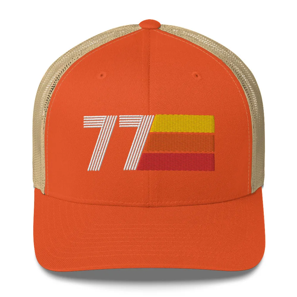 77 Number 1977 Birthday Retro Trucker Hat
