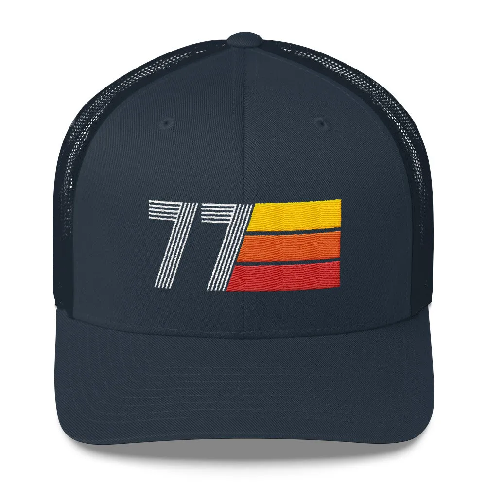 77 Number 1977 Birthday Retro Trucker Hat