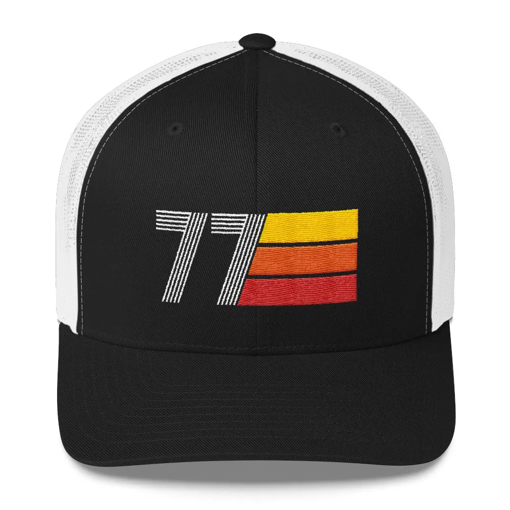 77 Number 1977 Birthday Retro Trucker Hat