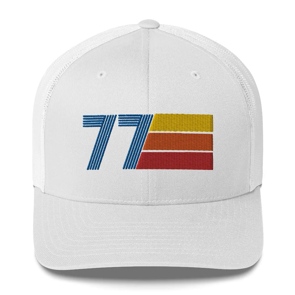 77 Number 1977 Birthday Retro Trucker Hat