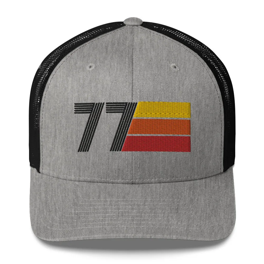 77 Number 1977 Birthday Retro Trucker Hat