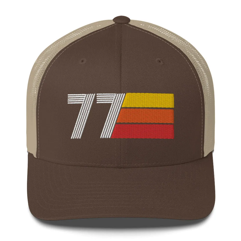 77 Number 1977 Birthday Retro Trucker Hat