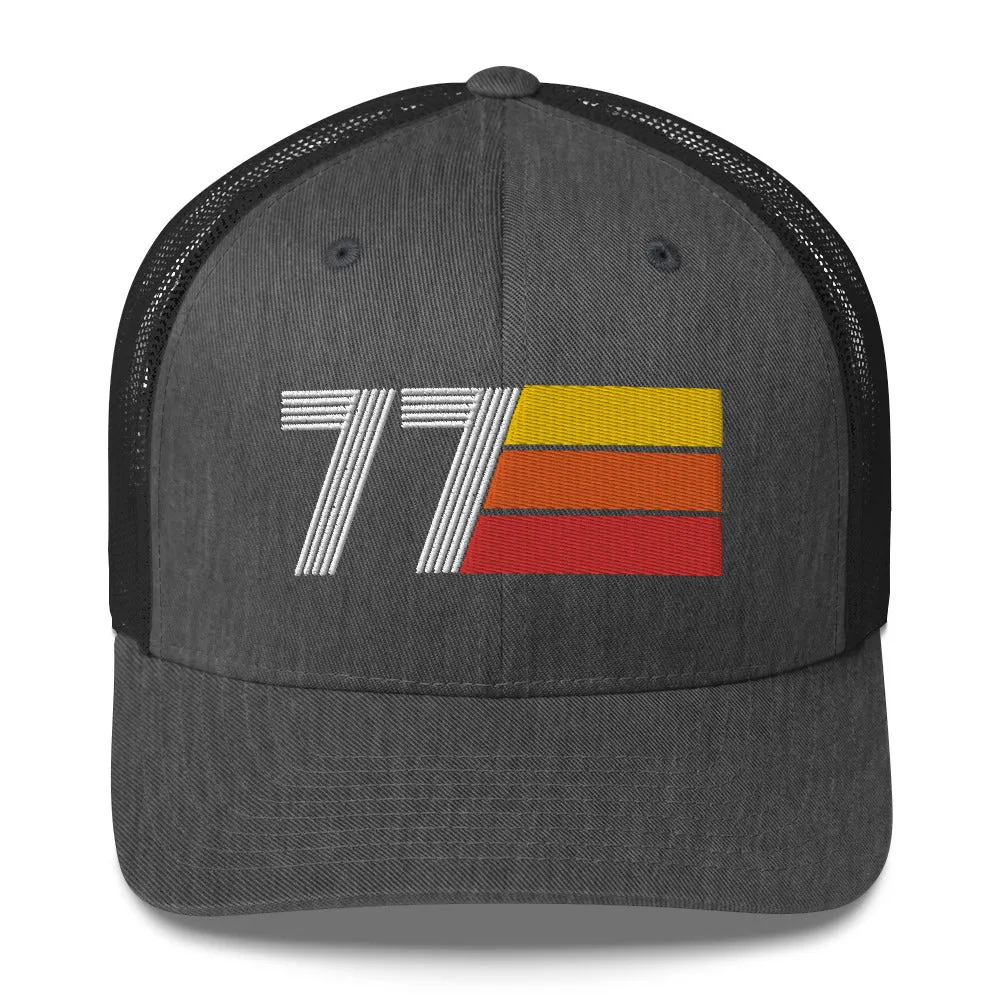 77 Number 1977 Birthday Retro Trucker Hat
