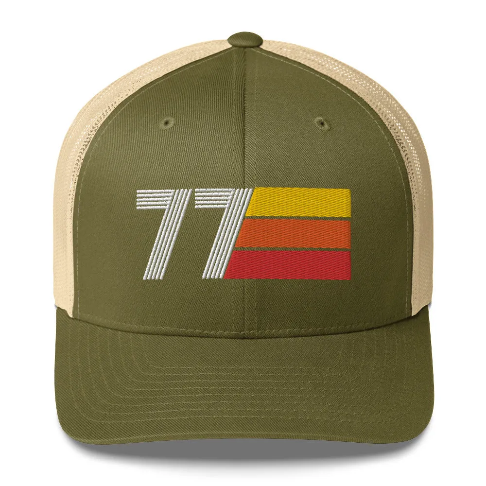 77 Number 1977 Birthday Retro Trucker Hat