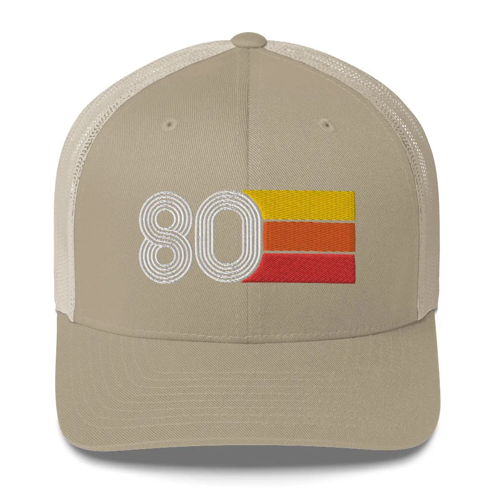 80 Number 1980 Birthday Retro Trucker Hat