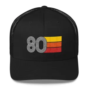 80 Number 1980 Birthday Retro Trucker Hat