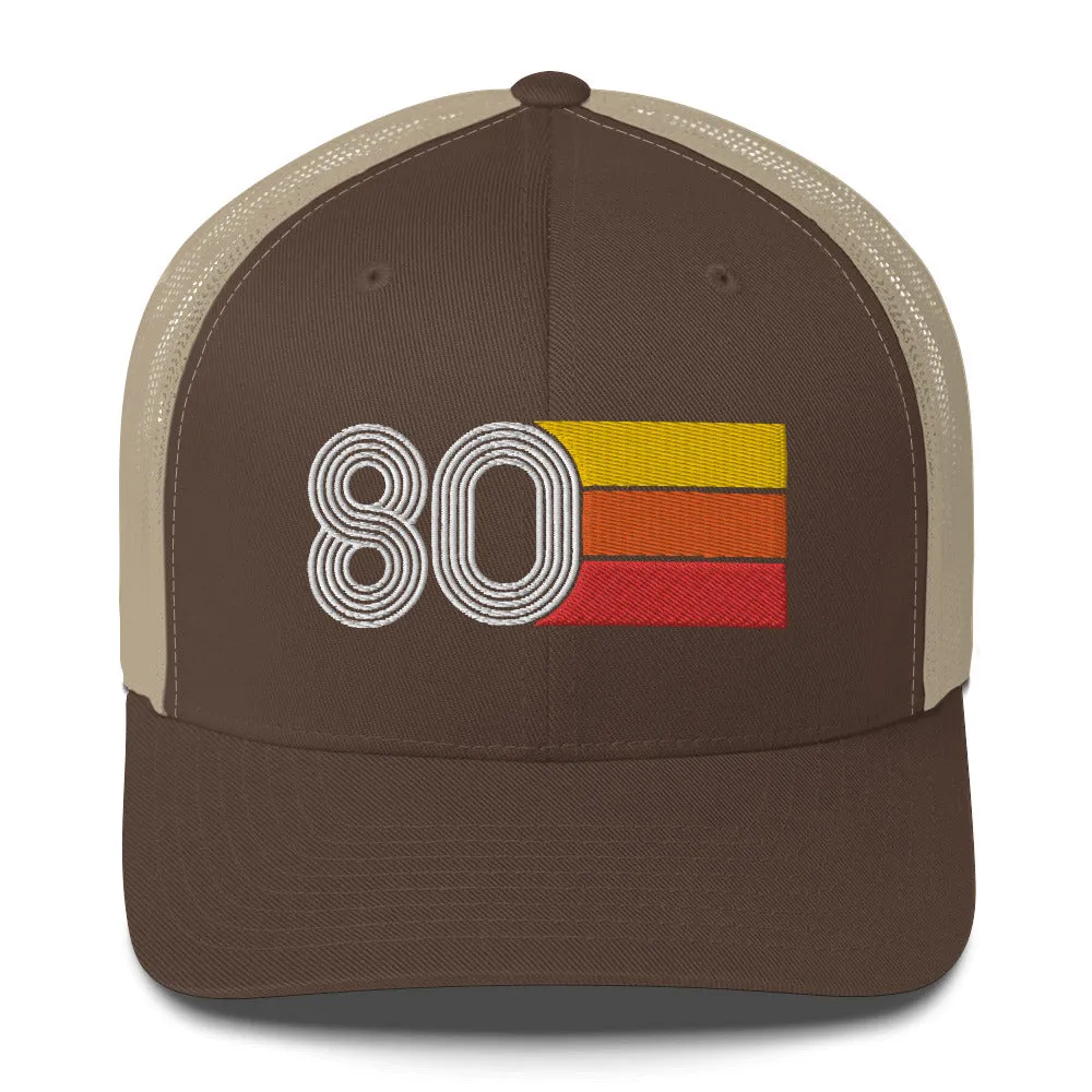 80 Number 1980 Birthday Retro Trucker Hat