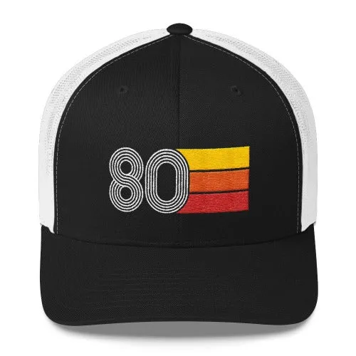 80 Number 1980 Birthday Retro Trucker Hat