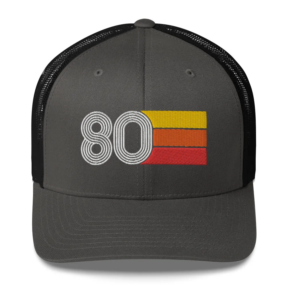 80 Number 1980 Birthday Retro Trucker Hat