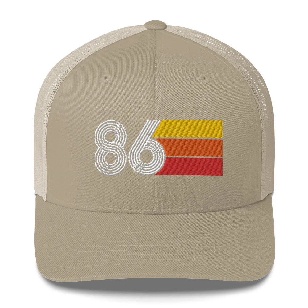 86 Number 1986 Birthday Retro Trucker Hat