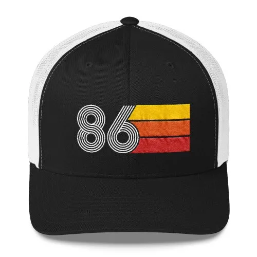 86 Number 1986 Birthday Retro Trucker Hat