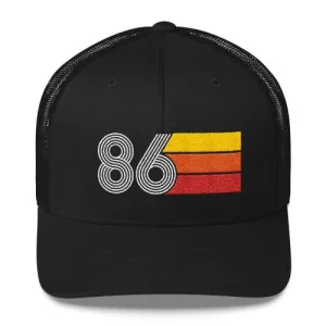 86 Number 1986 Birthday Retro Trucker Hat