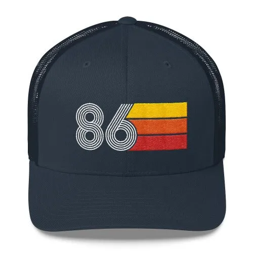 86 Number 1986 Birthday Retro Trucker Hat