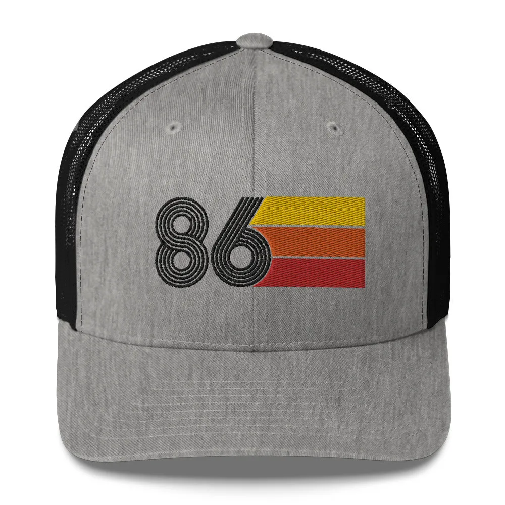 86 Number 1986 Birthday Retro Trucker Hat