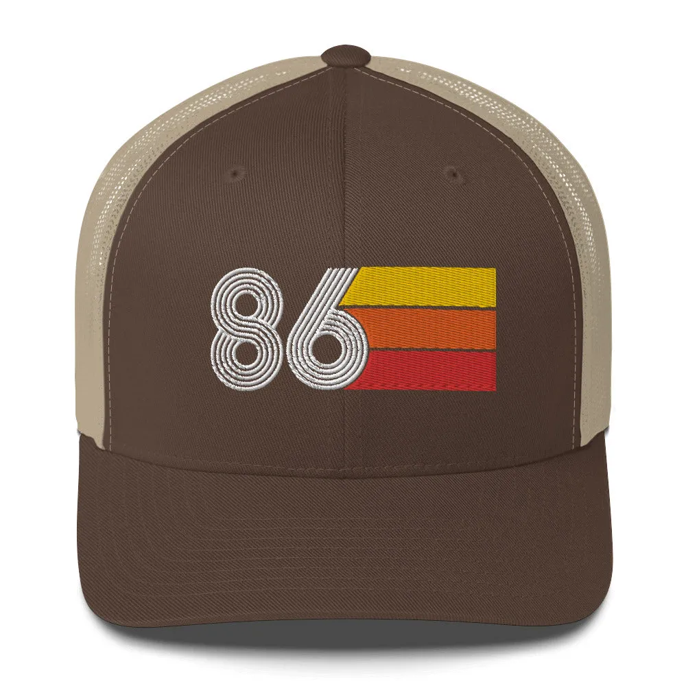 86 Number 1986 Birthday Retro Trucker Hat