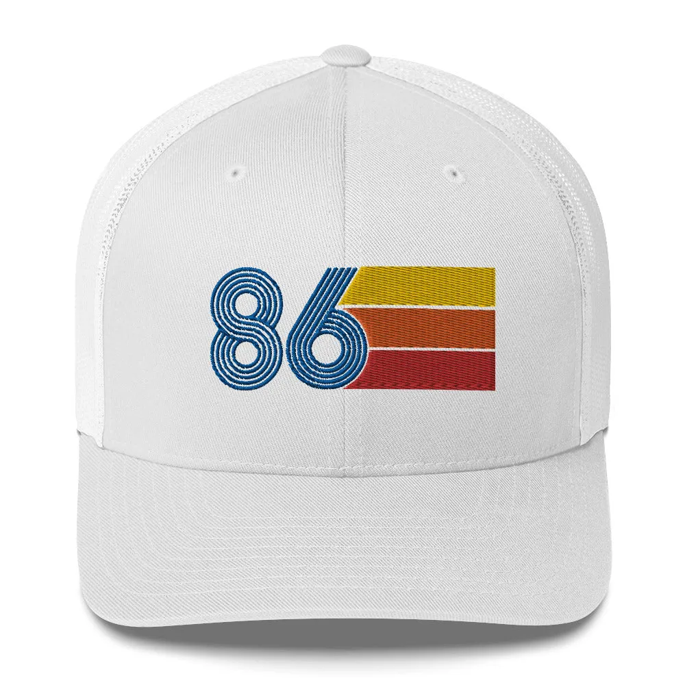 86 Number 1986 Birthday Retro Trucker Hat