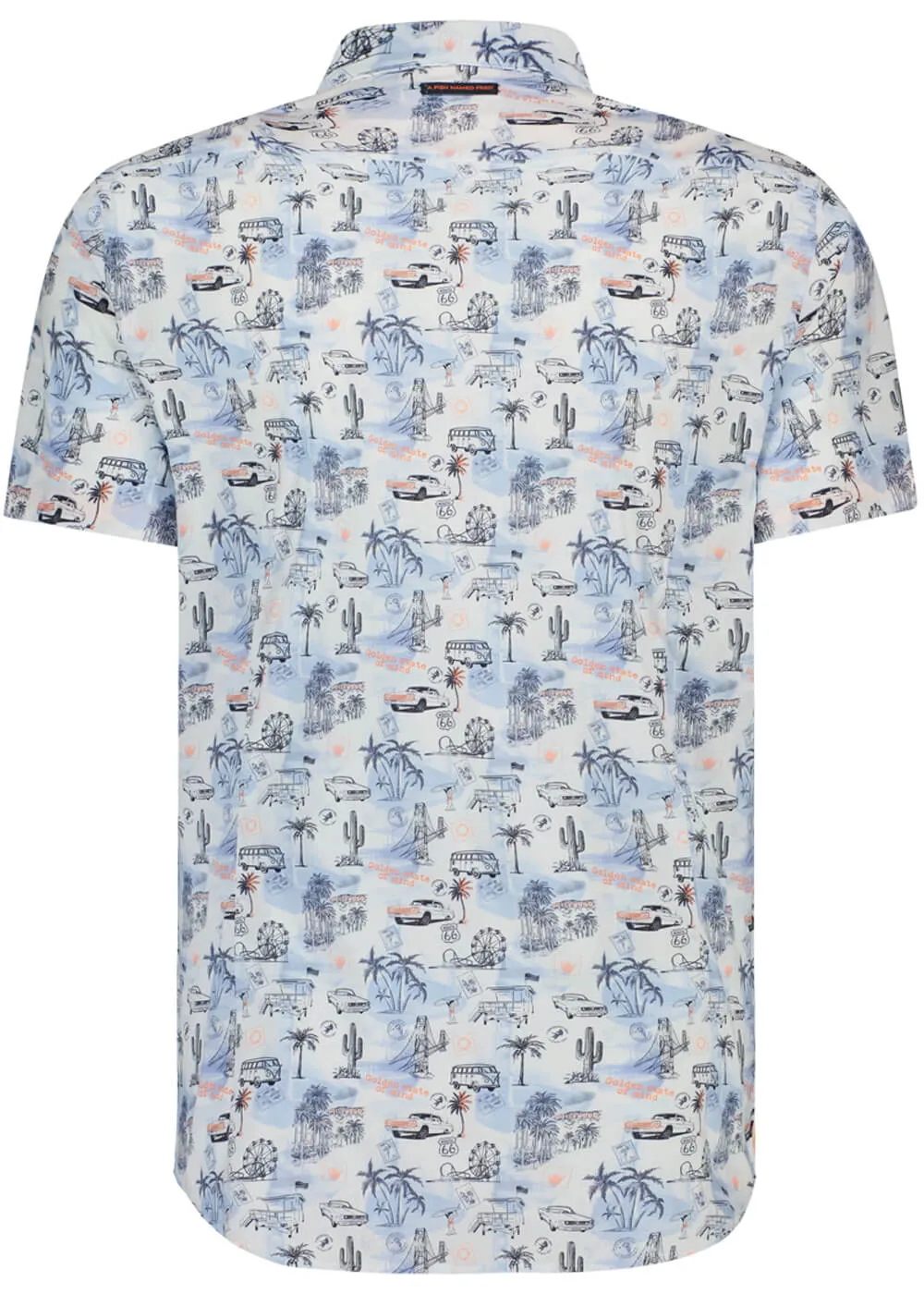 A Fish Named Fred West Coast Map Short Sheeve Shirt Light Blue