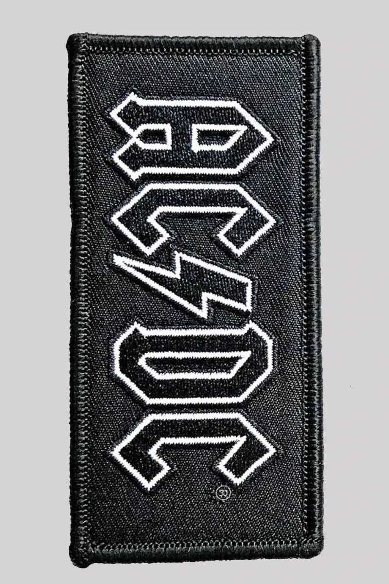 AC/DC Woven Patch Logo Sew-On Badge, Rock Merch Motif Design