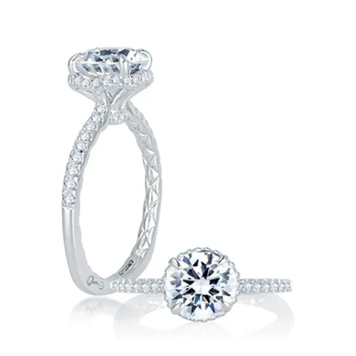 A.JAFFE Alluring Hand Set Pavé Diamond Halo Quilted Engagement Ring MES766Q/175