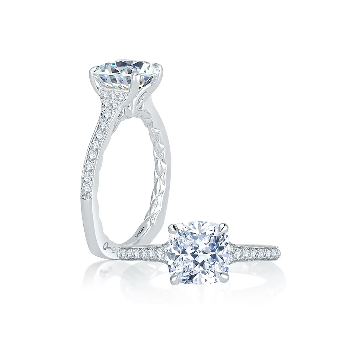 A.Jaffe Antique Inspired Cushion Diamond Center Quilted Engagement Ring MES739Q/119