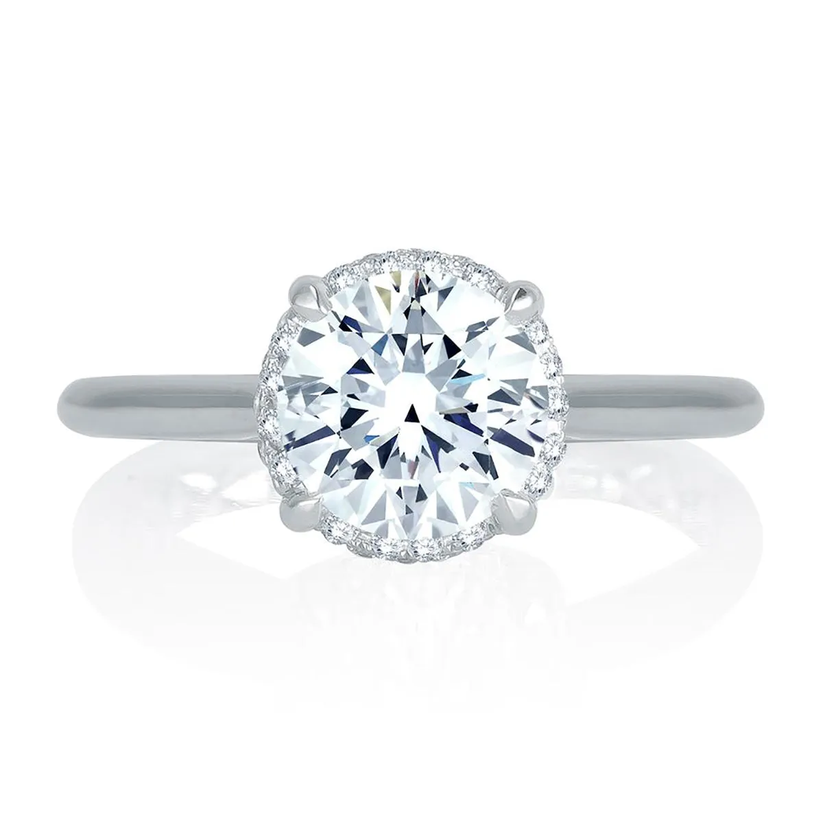 A.Jaffe Peek-A-Boo Micro Pave Diamond Halo Quilted Engagement Ring MES746Q/164