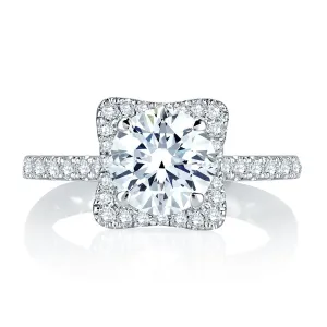 A.Jaffe Squared Halo with Round Center Diamond Quilted Engagement Ring MES750Q/113