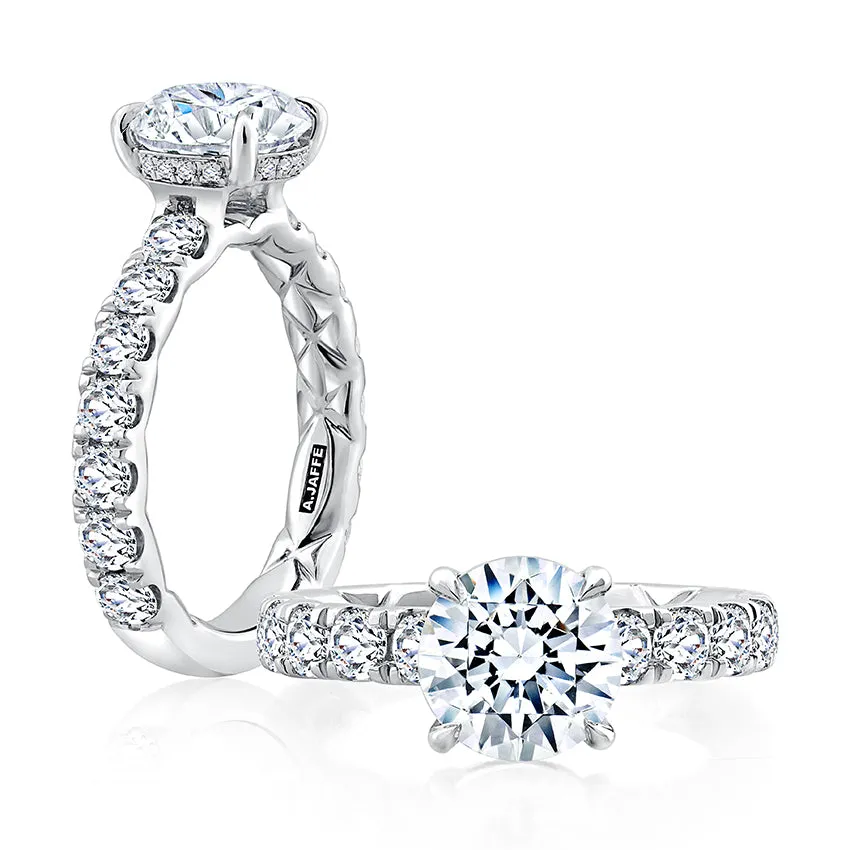 A.Jaffe Statement Hidden Halo Round Diamond Quilted Engagement Ring ME1865CQ/325