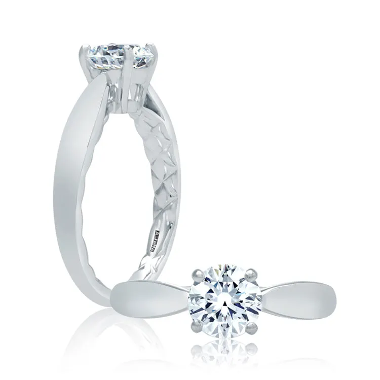 A.Jaffe Tapered Shank Solitaire Diamond Quilted Engagement Ring ME2043Q/100